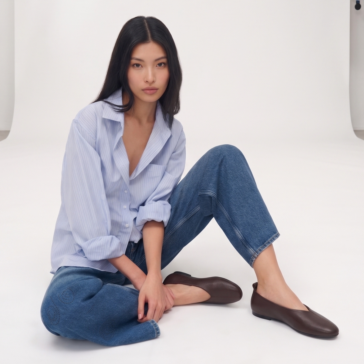 Erika II Leather Ballet Flats - Brown Leather