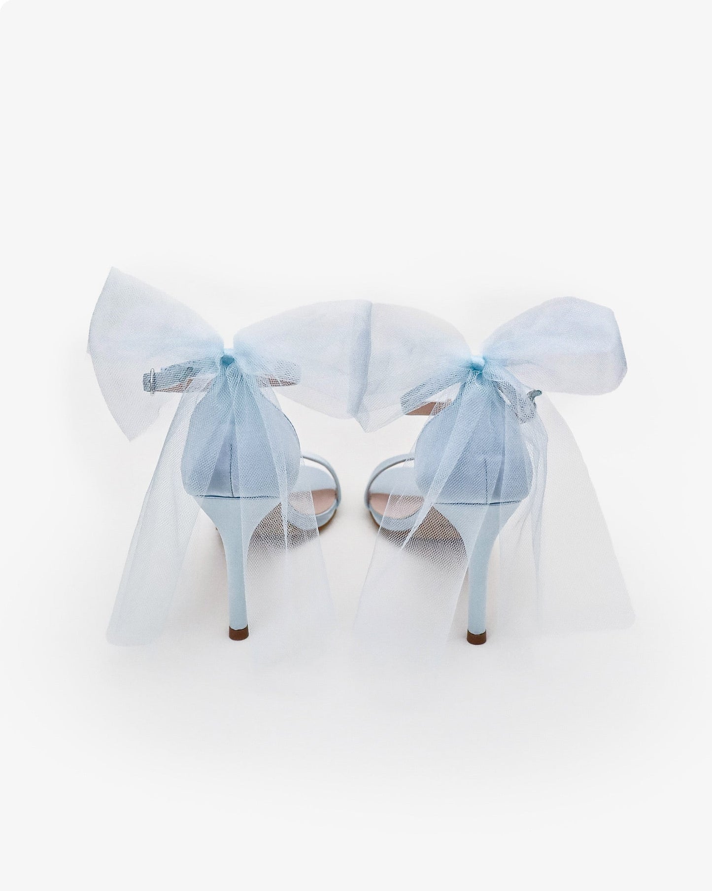 Satin High Heel Wedding Sandals with Tulle Back Bow