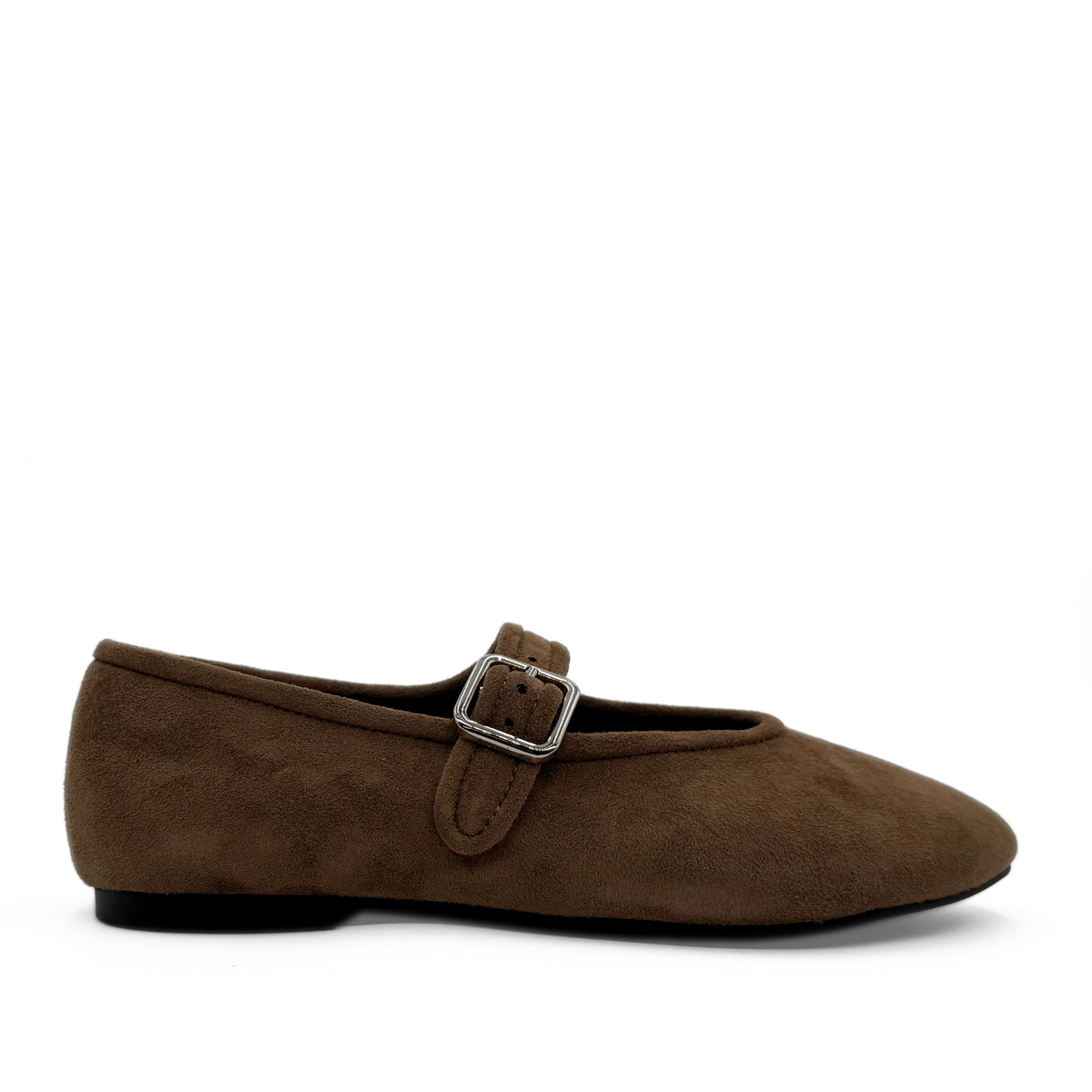 Ashley Suede Mary Jane Flats - Taupe