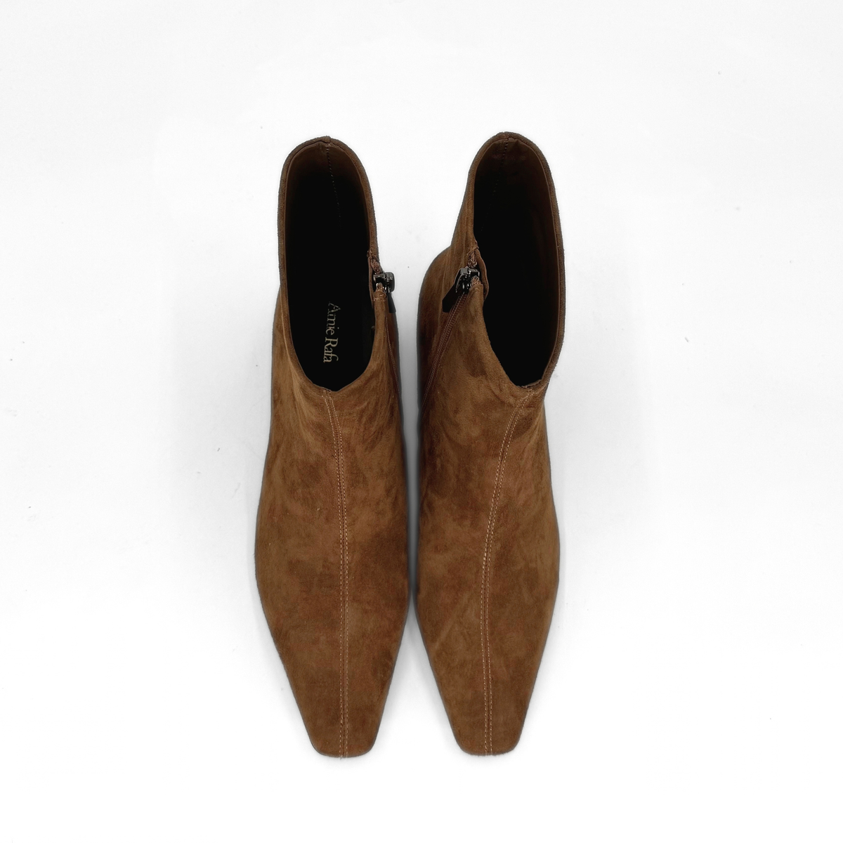 Tess Kitten Heel Booties - Cognac Suede