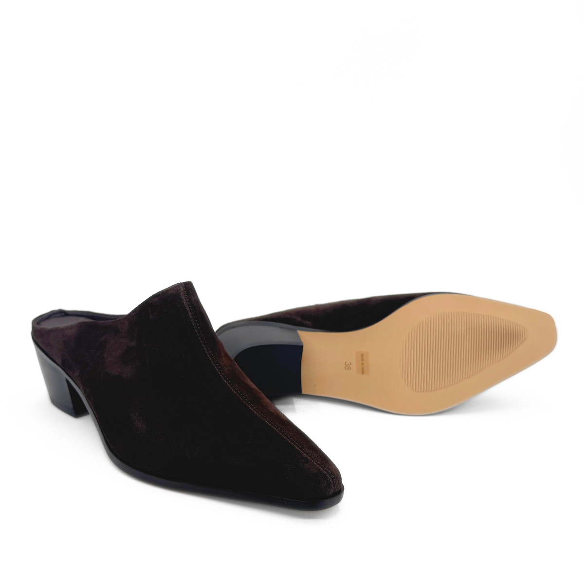 Carla Suede Western Mules - Brown Suede