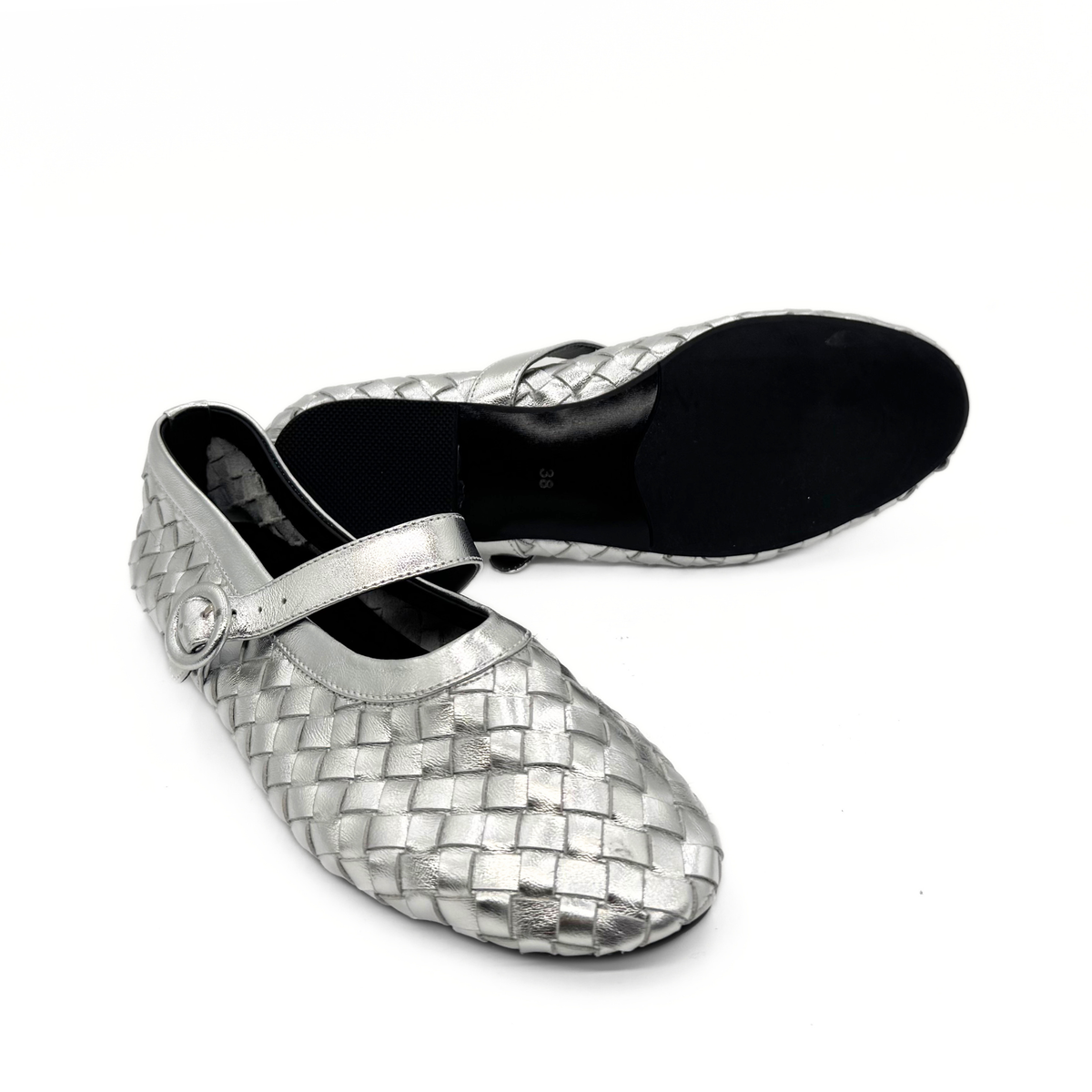 Rena Woven Mary Janes - Silver