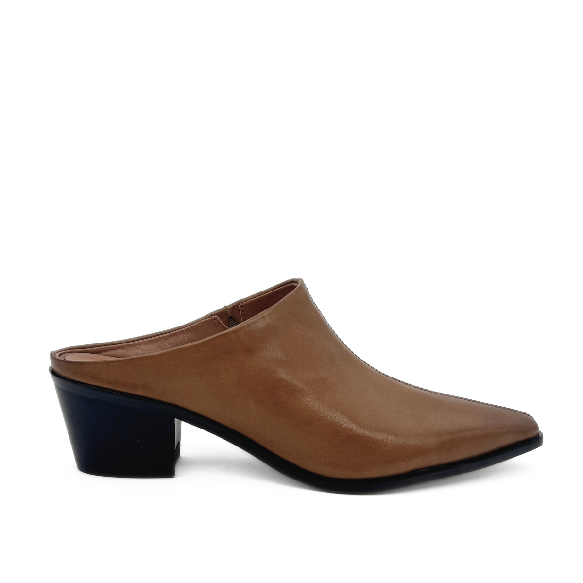 Carla Leather Western Mules - Tan