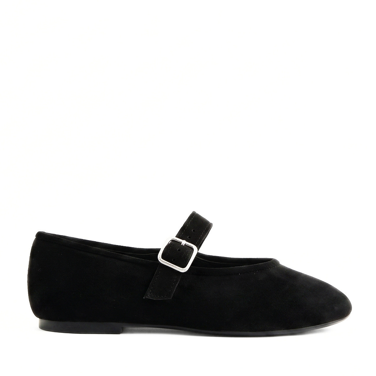 Ashley Suede Mary Jane Flats - Black