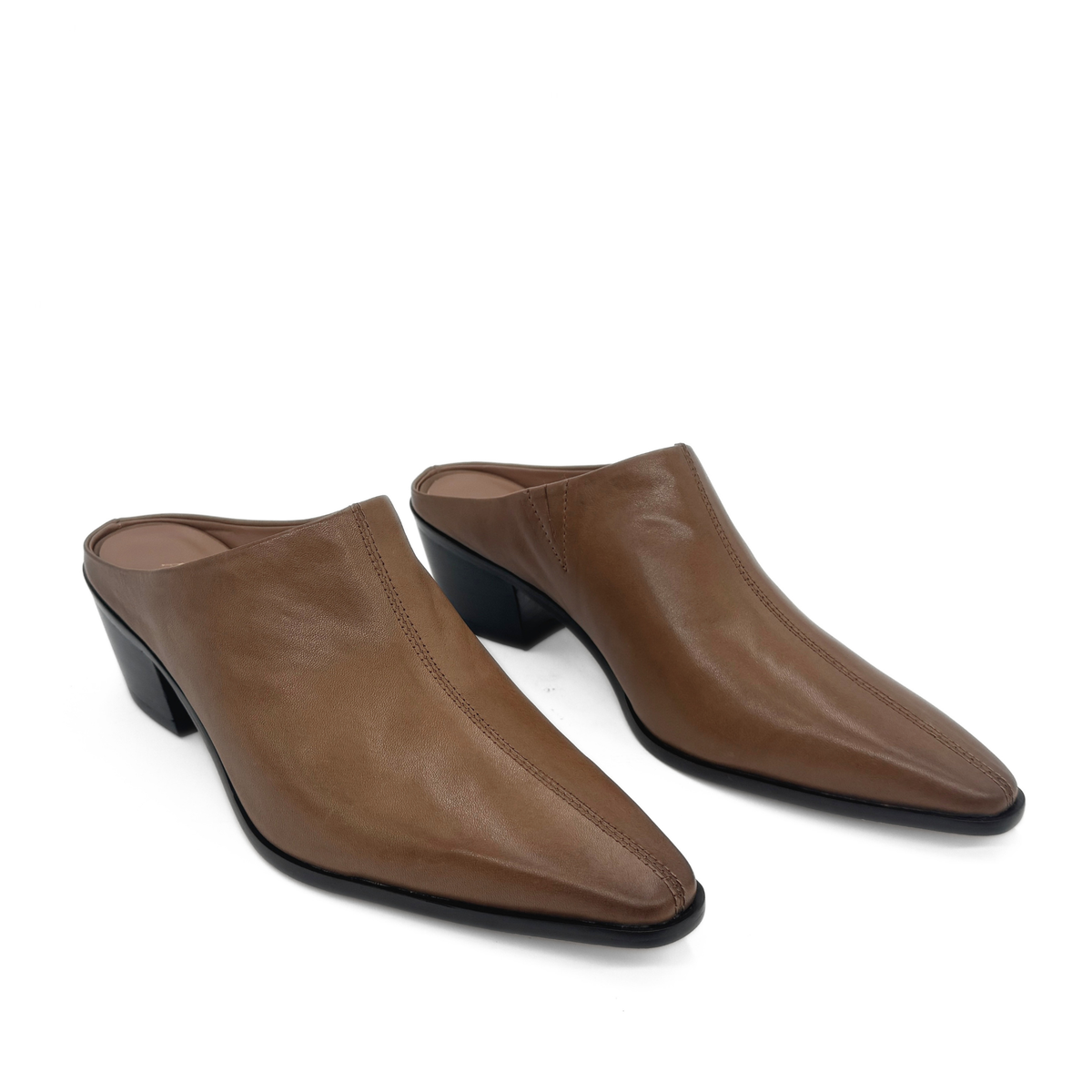 Carla Leather Western Mules - Tan