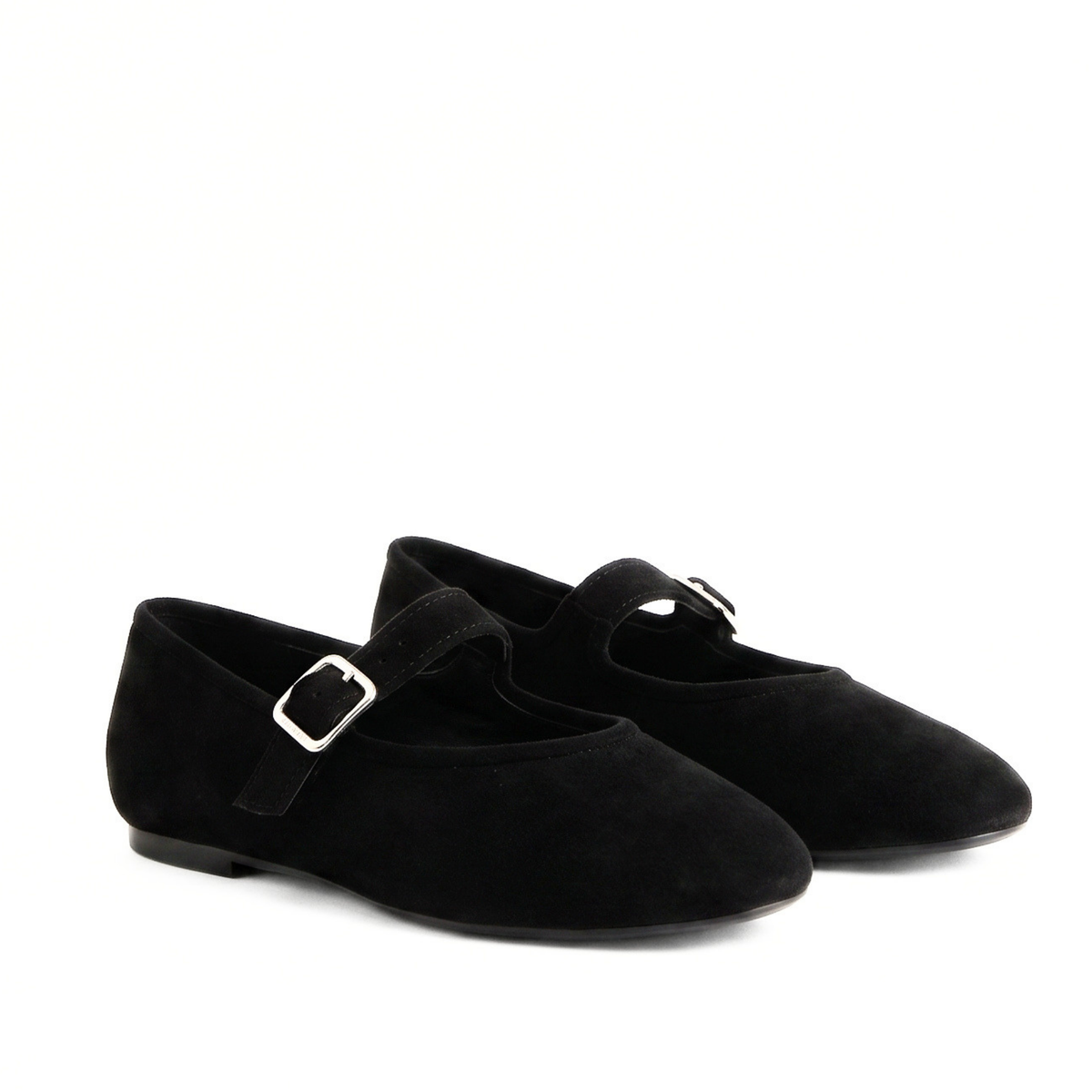 Ashley Suede Mary Jane Flats - Black