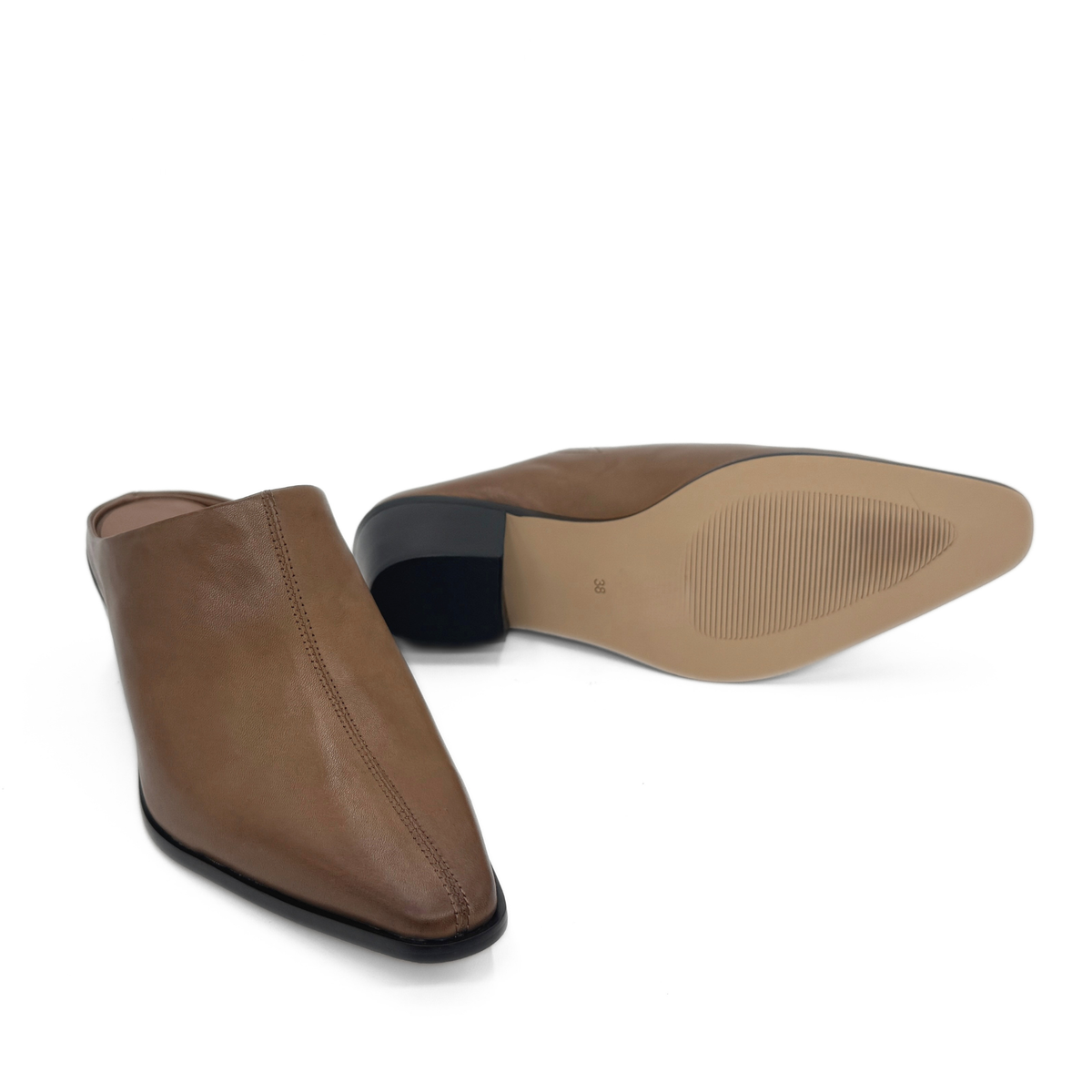 Carla Leather Western Mules - Tan