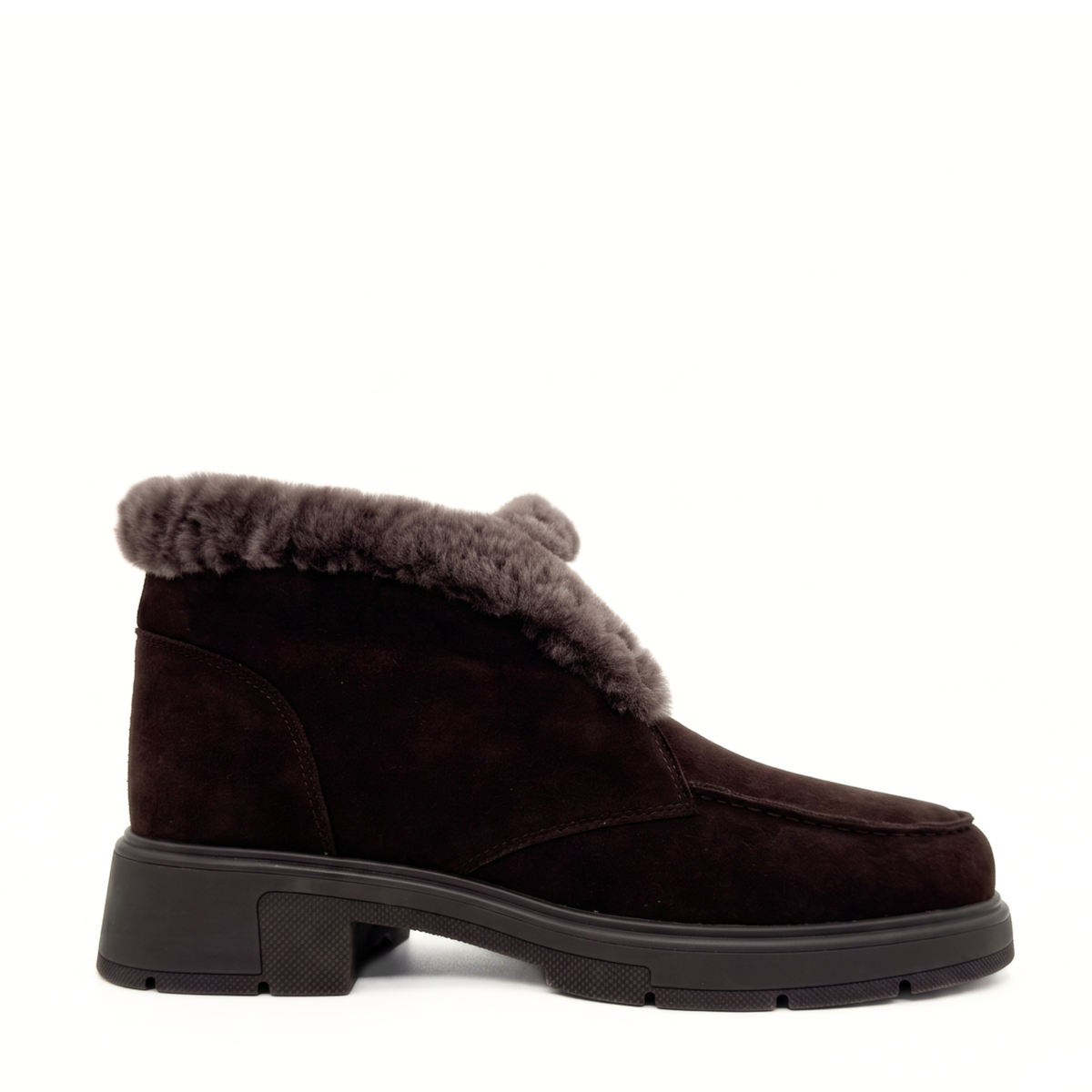 Meredith Suede Shearling Ankle Boot - Brown