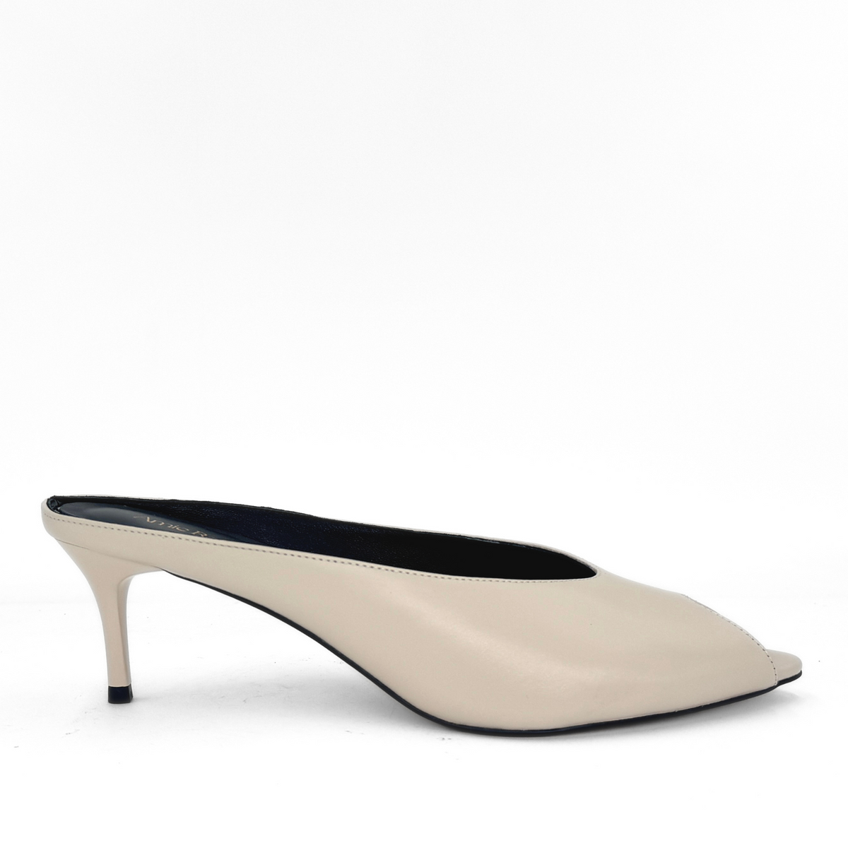 Audrey II Peeptoe Leather Mule - Bone