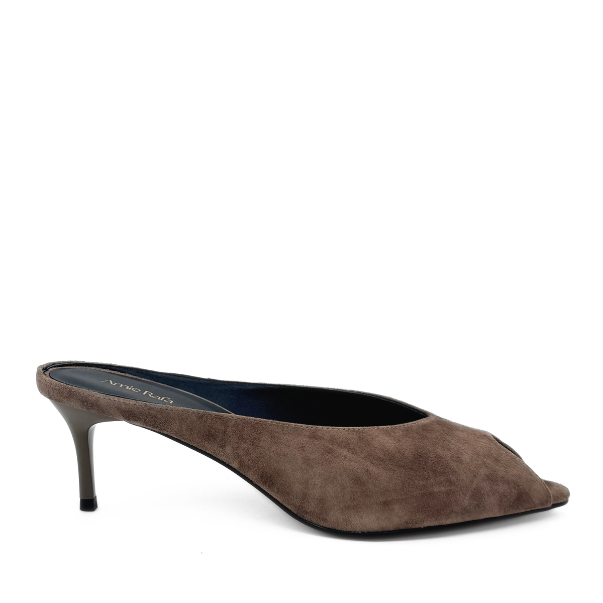 Audrey II Peeptoe Suede Mule - Taupe Suede