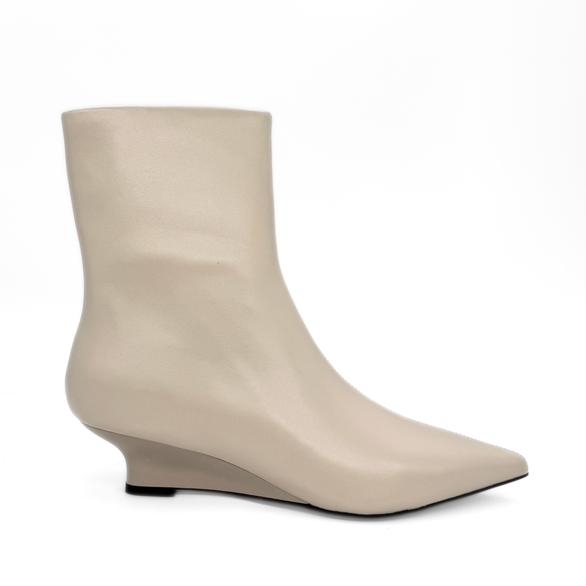 Jody Leather Wedge Boots - Bone
