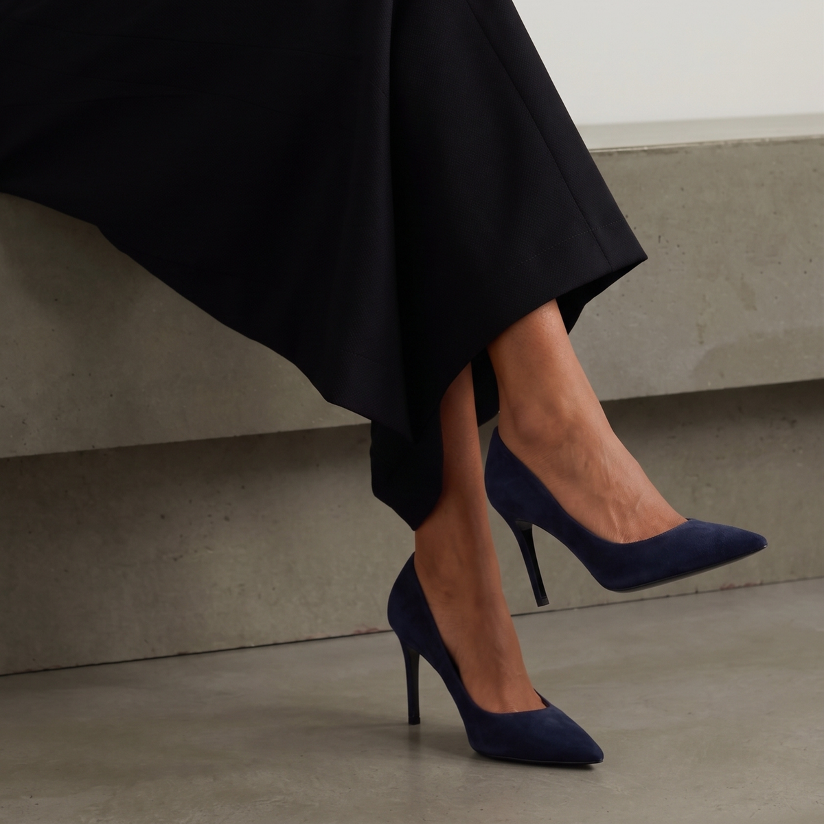 Noreen 90mm Suede Pumps - Navy Suede