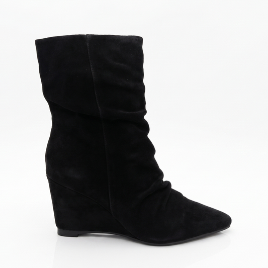 Jill Slouch Wedge Boots - Black