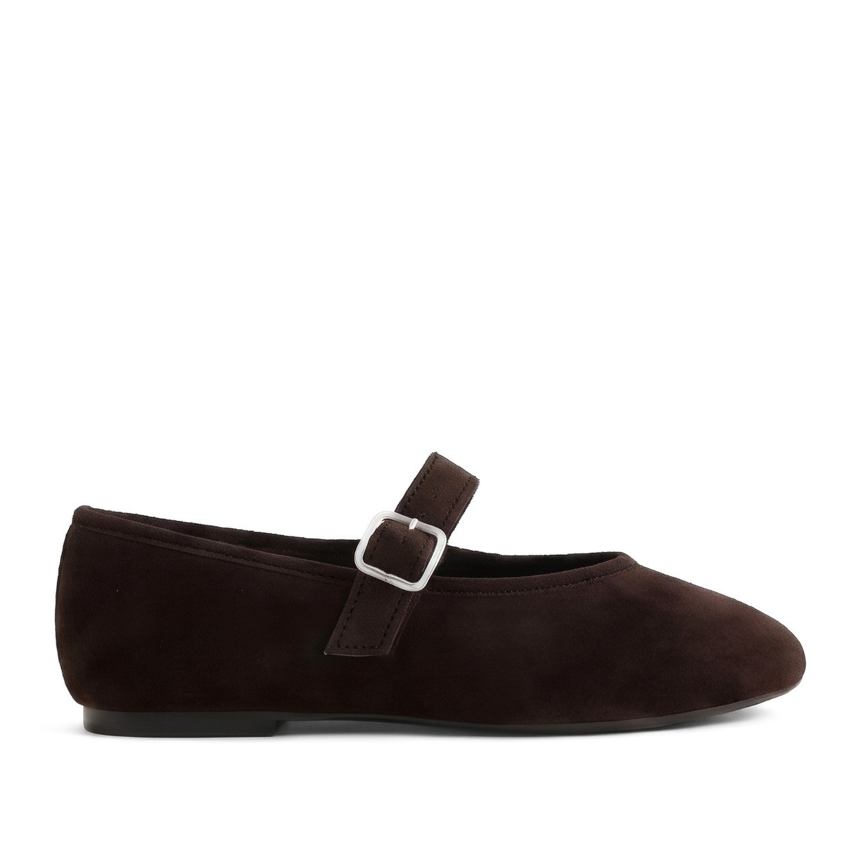 Ashley Suede Mary Jane Flats - Brown