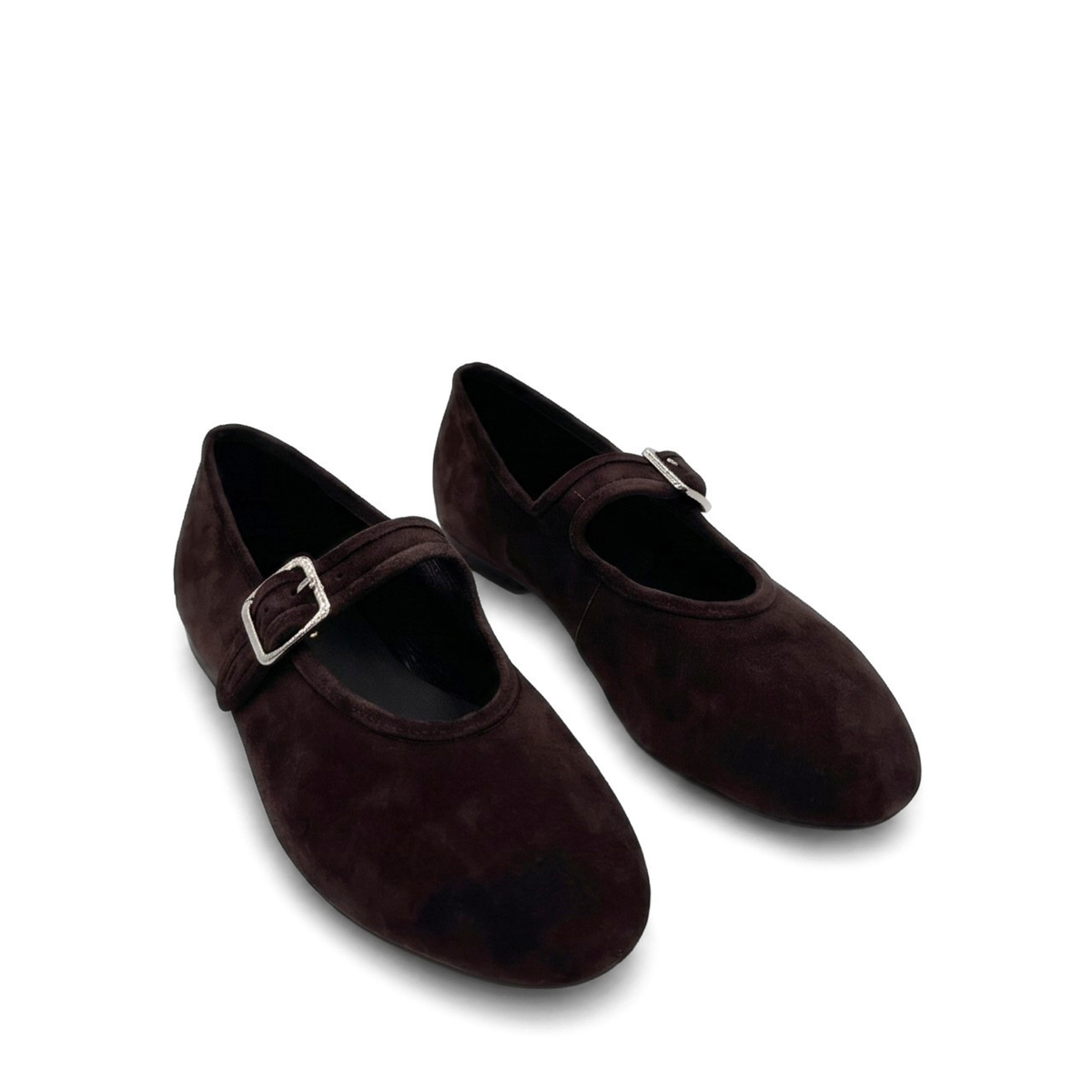 Ashley Suede Mary Jane Flats - Brown
