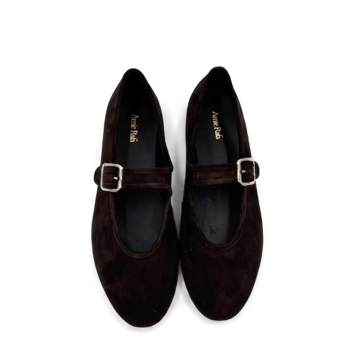 Ashley Suede Mary Jane Flats - Brown