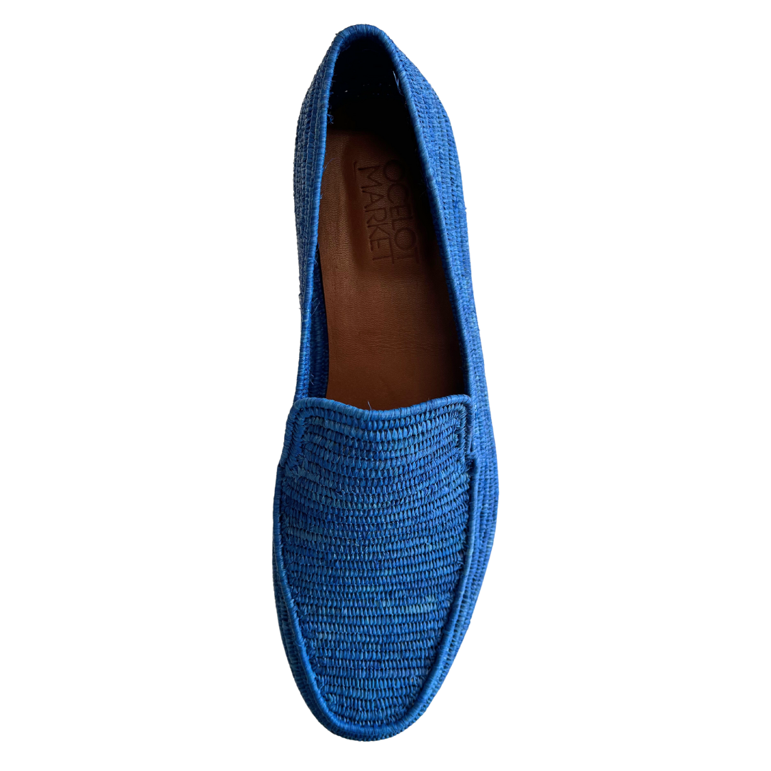 Women's Raffia Loafers (Blue)