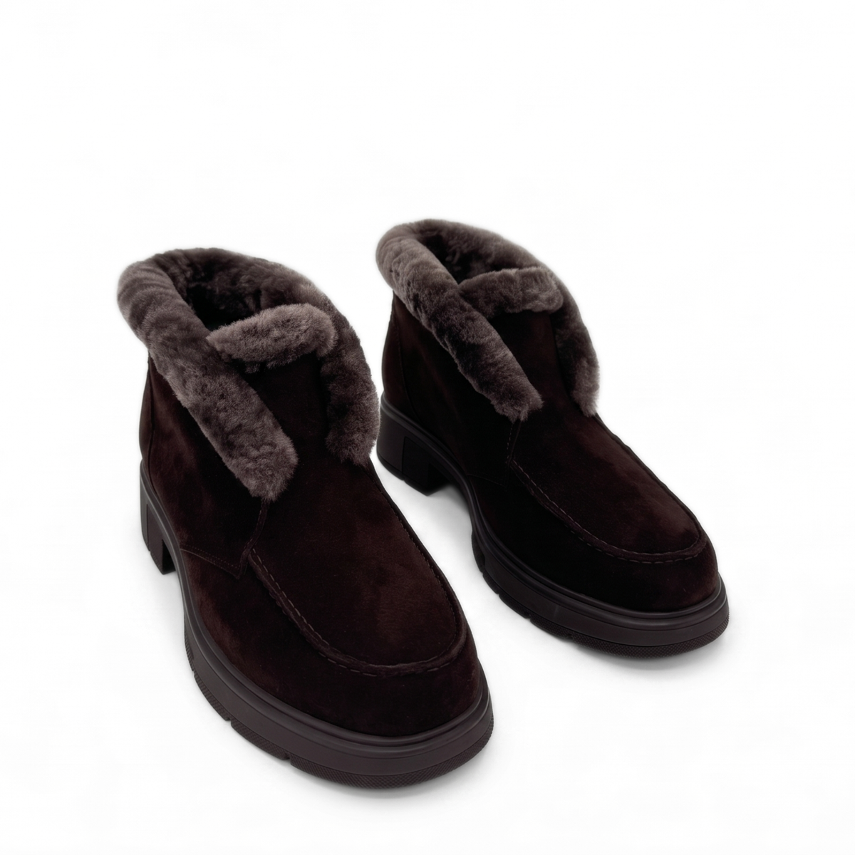 Meredith Suede Shearling Ankle Boot - Brown