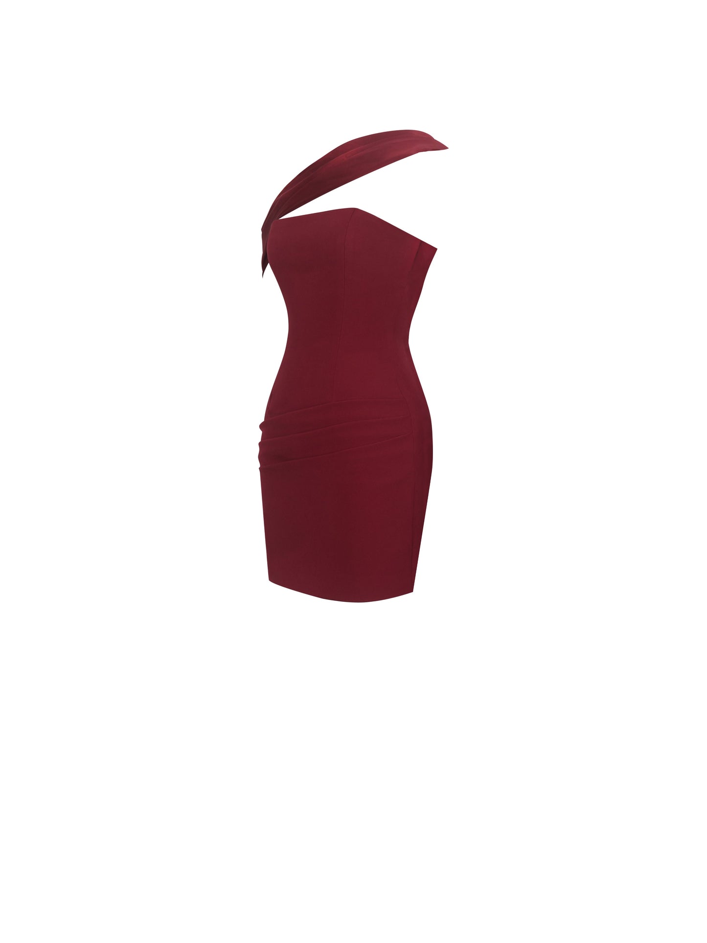 Ovelia Crimson Satin Ribbon Strapless Mini Dress