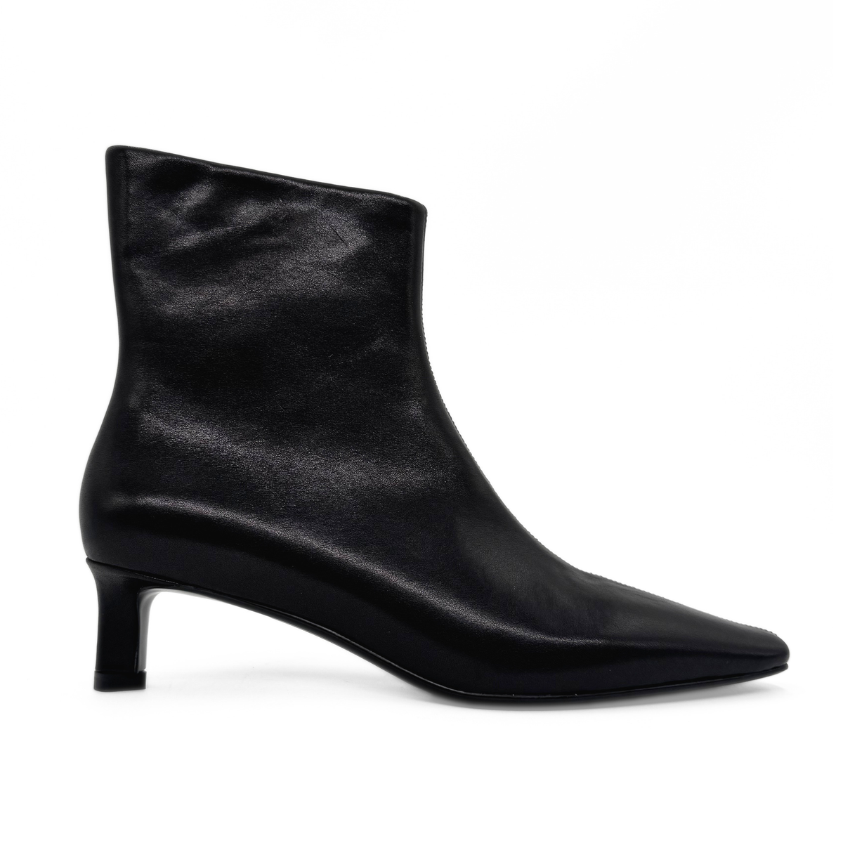 Tess Kitten Heel Booties - Black Leather