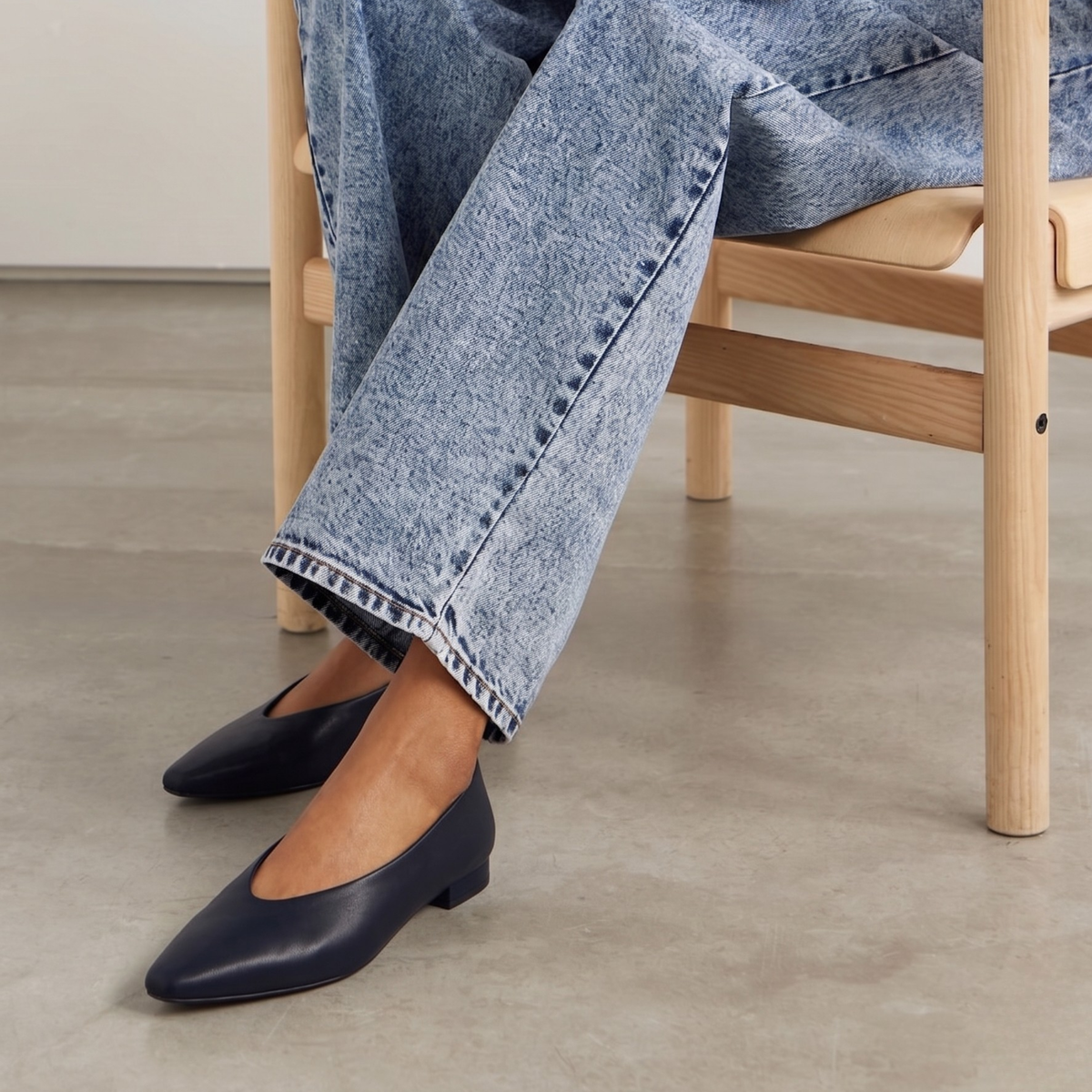 Riley Leather Ballet Flats - Black Suede