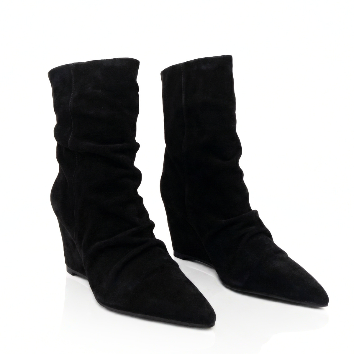 Jill Slouch Wedge Boots - Black