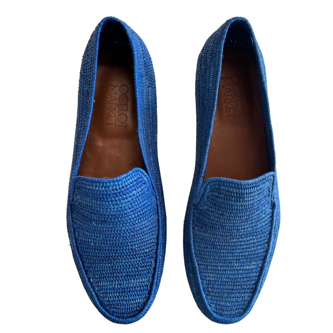 Women's Raffia Loafers (Blue)