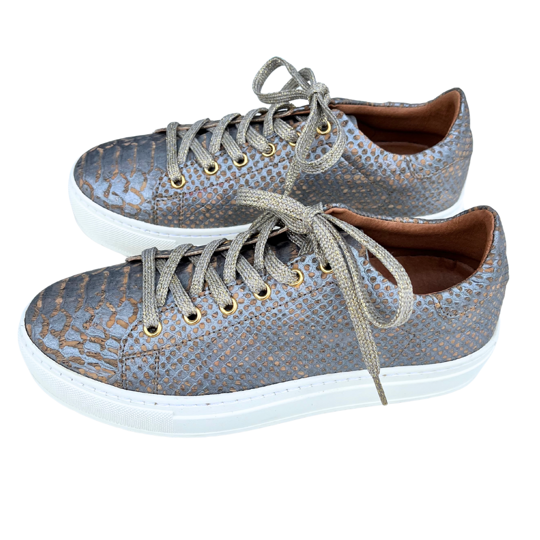 Women's Cork Piton Sneaker in Silver