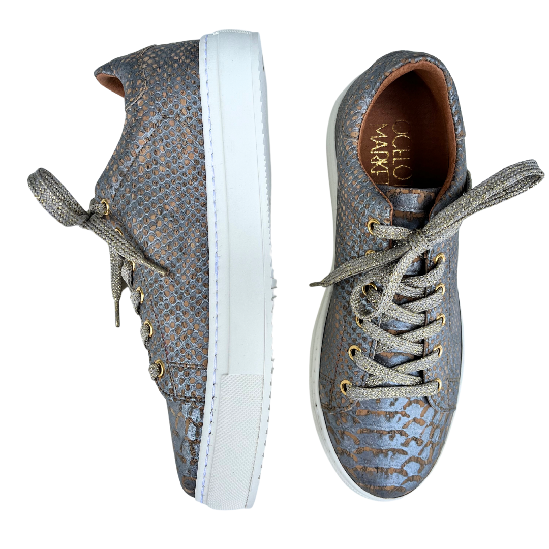 Women's Cork Piton Sneaker in Silver