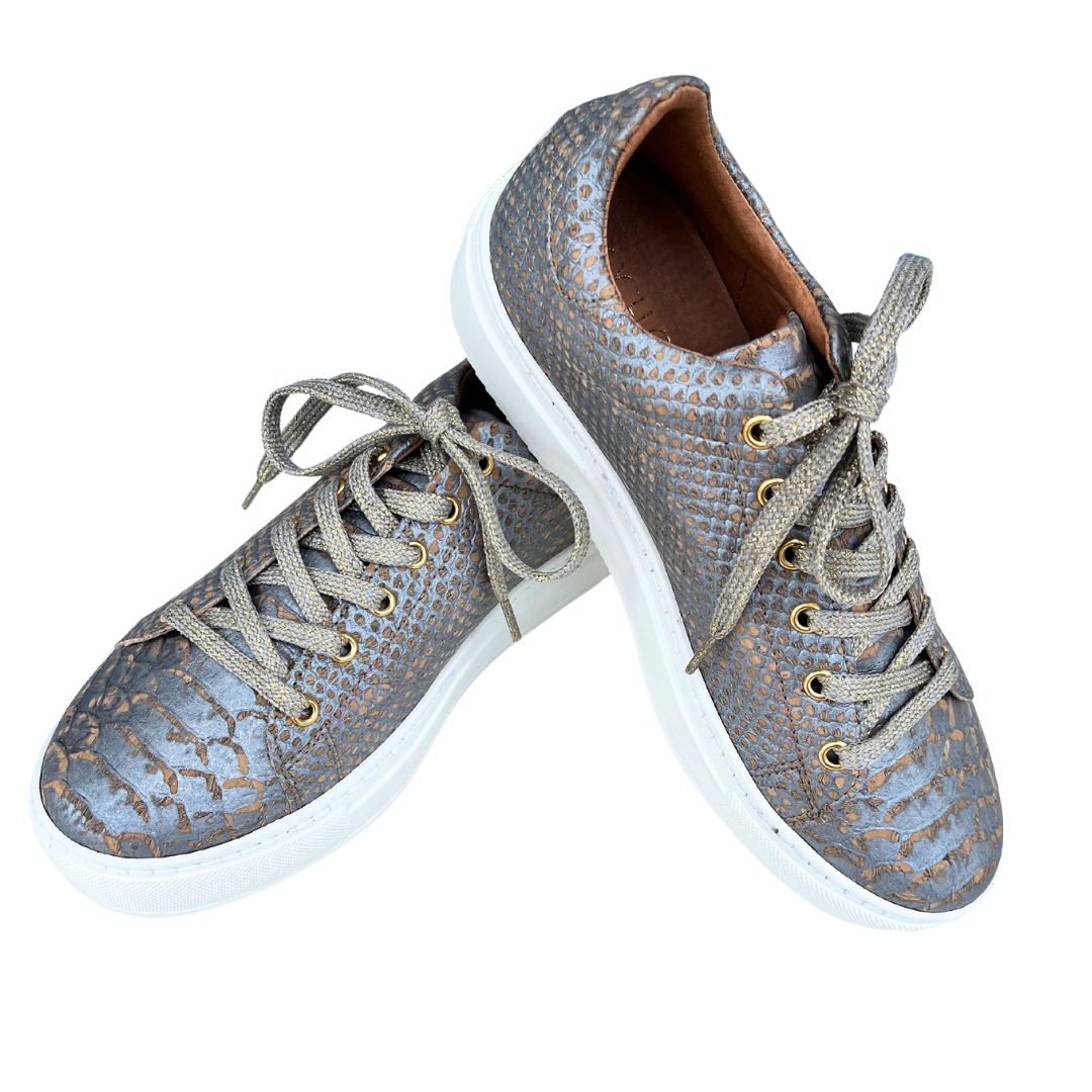 Women's Cork Piton Sneaker in Silver