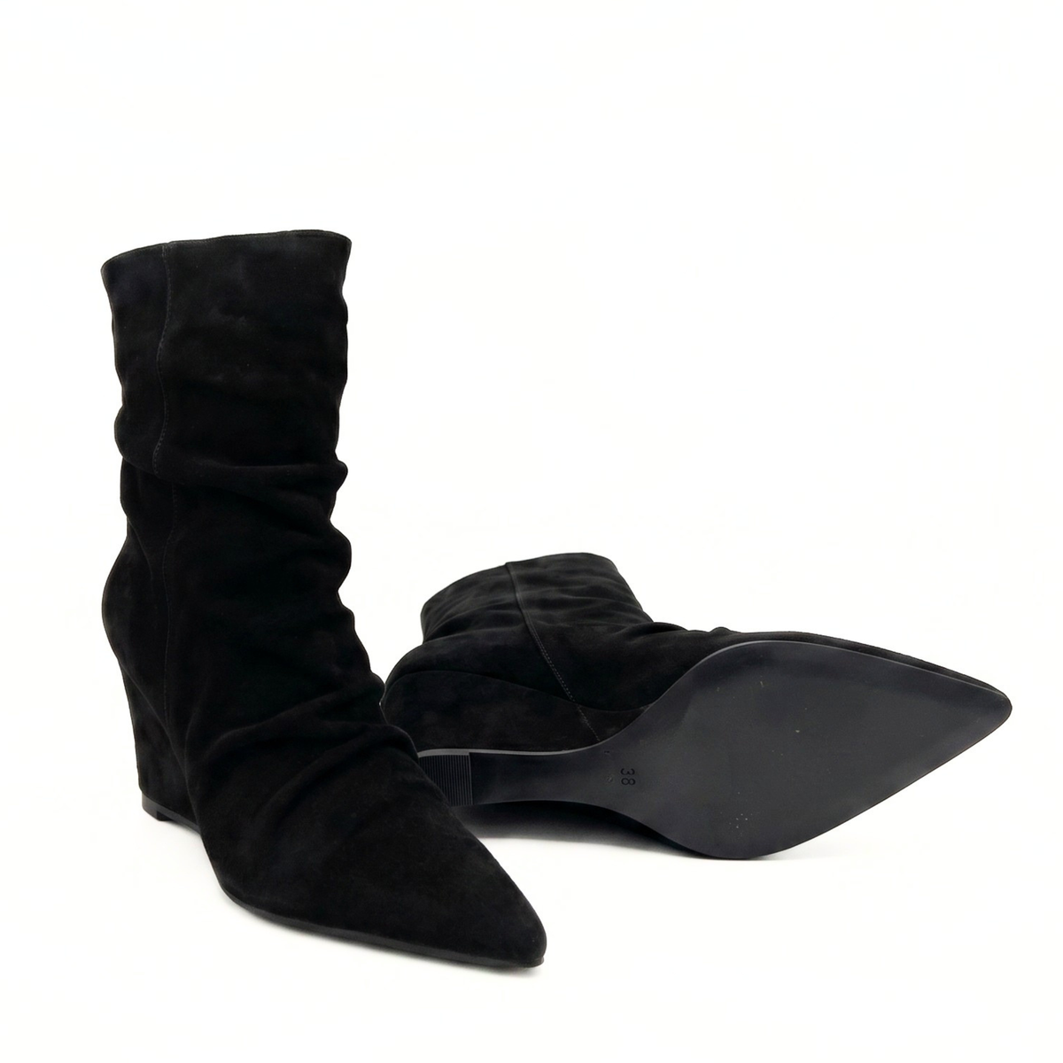 Jill Slouch Wedge Boots - Black