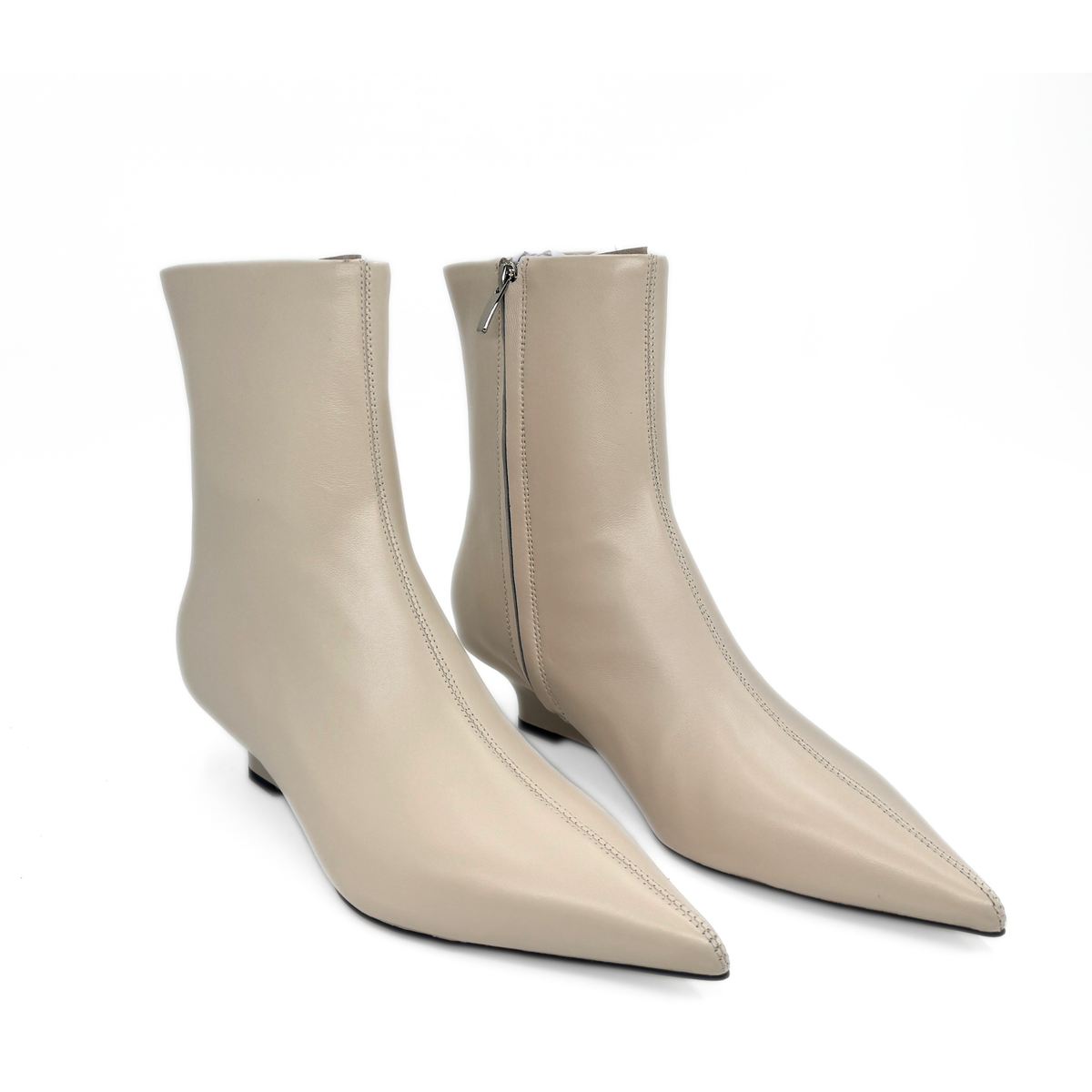 Jody Leather Wedge Boots - Bone