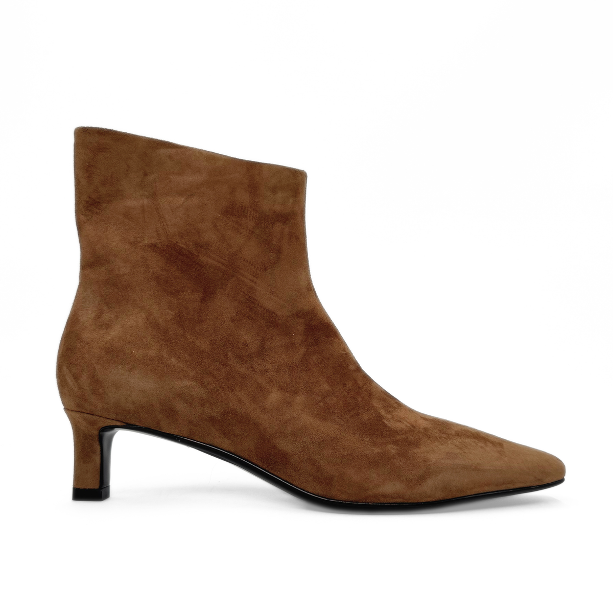 Tess Kitten Heel Booties - Cognac Suede