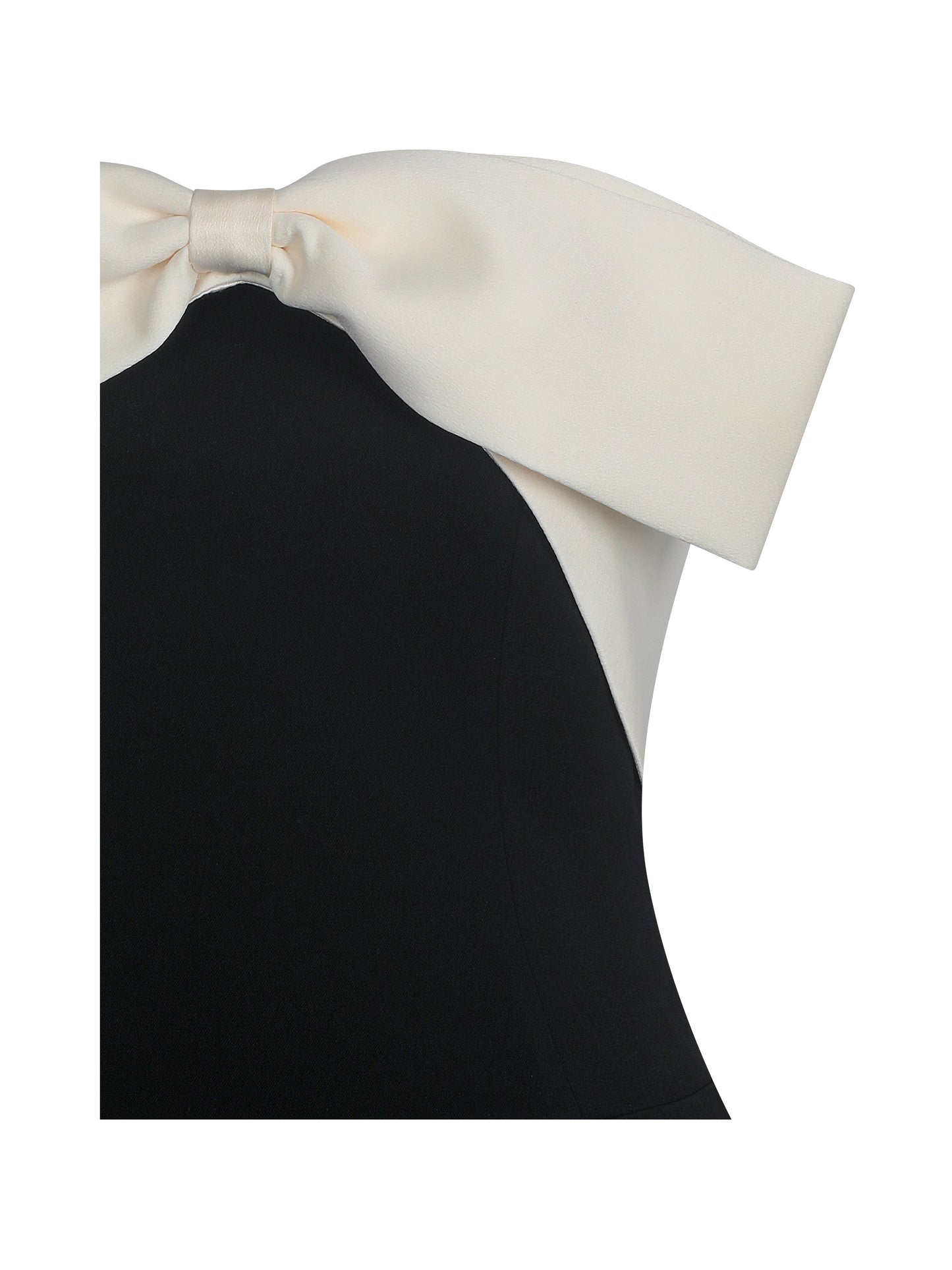 Saige Black Mermaid Midi Dress with Ivory Bow Bustline