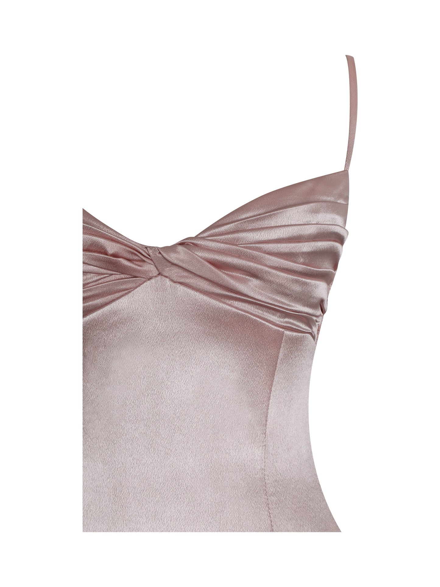 Tullia Dusty Rose Satin Ruched Midi Dress