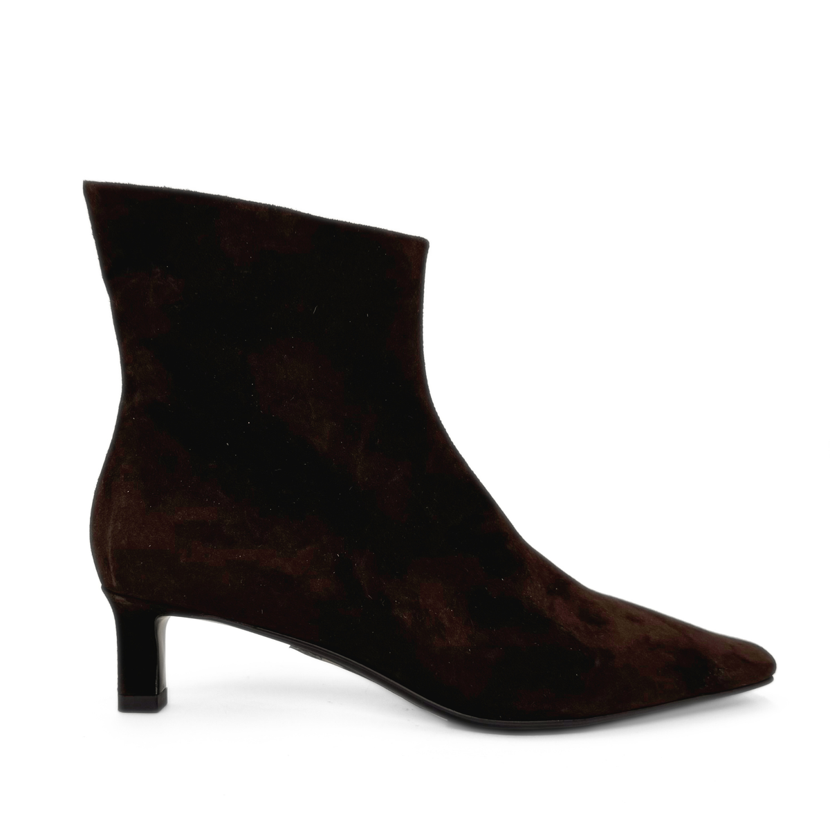 Tess Kitten Heel Booties - Brown Suede
