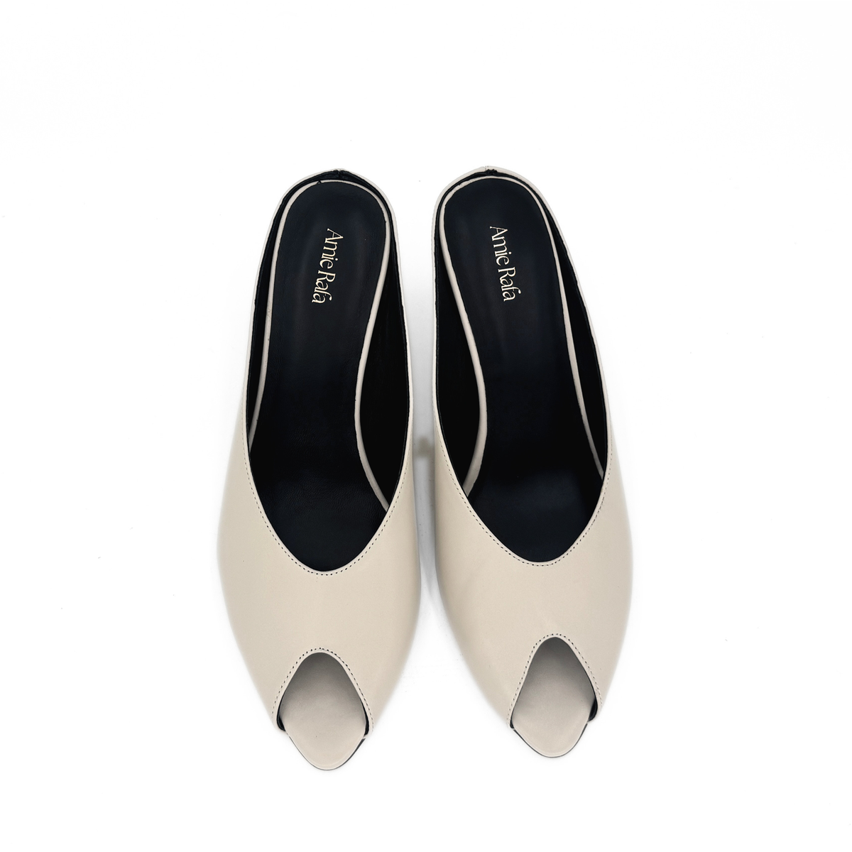 Audrey II Peeptoe Leather Mule - Bone