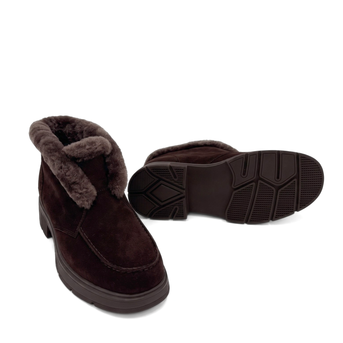 Meredith Suede Shearling Ankle Boot - Brown