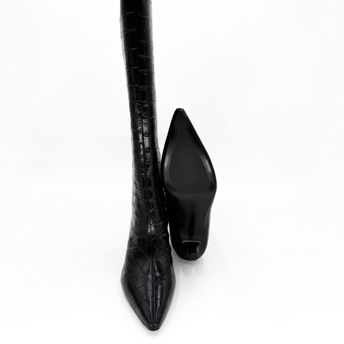 Ari Knee-High Glossed Leather Boots