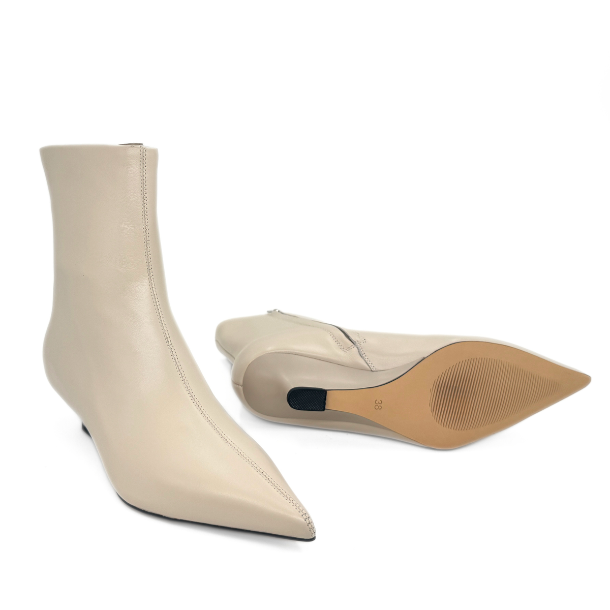 Jody Leather Wedge Boots - Bone