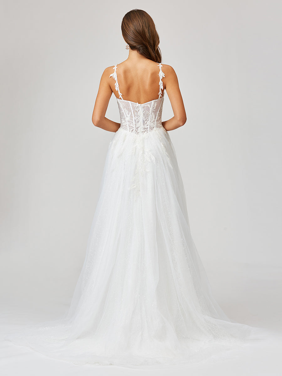 Sheer Bodice Lace Bridal Ballgown
