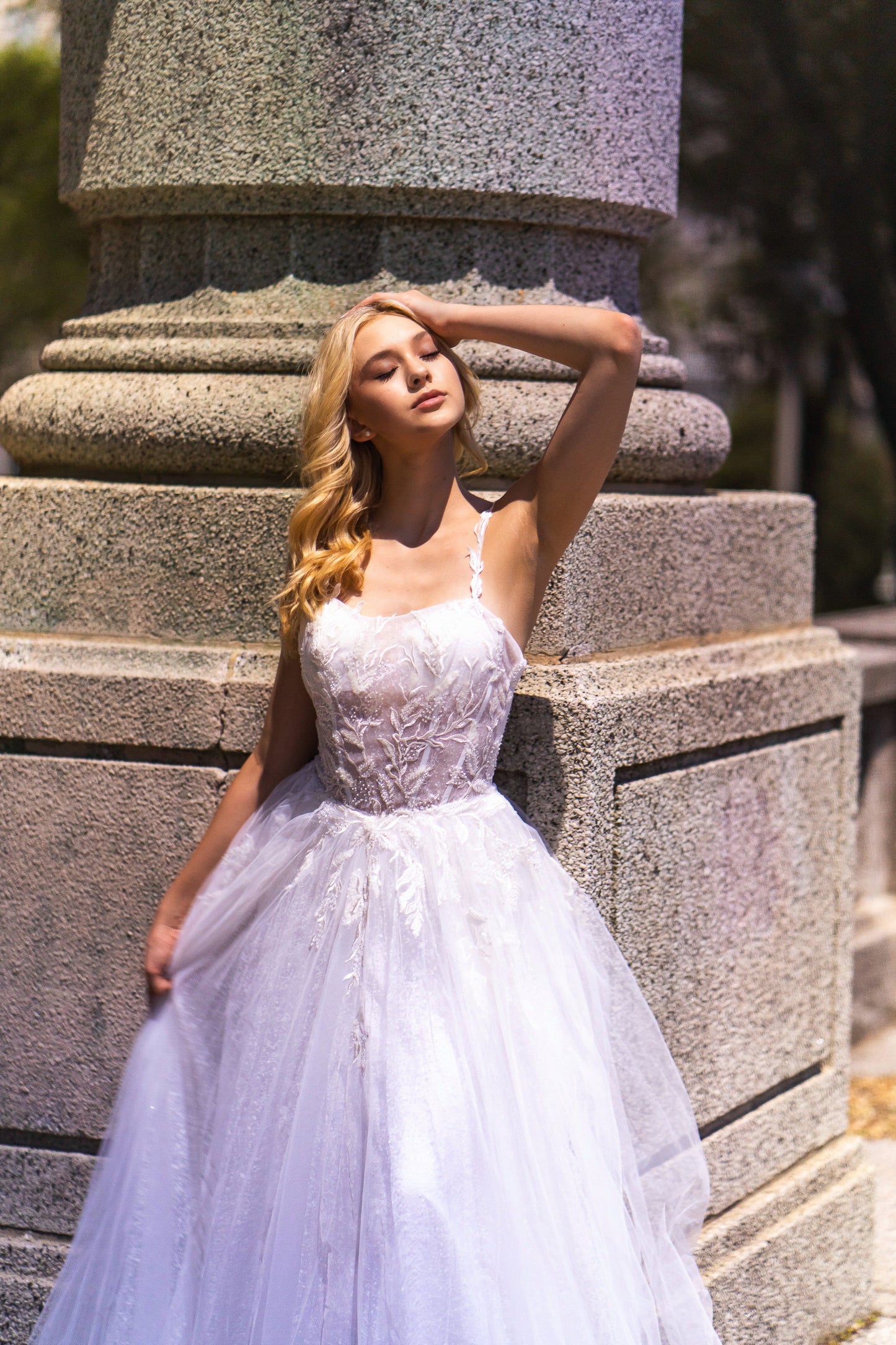 Sheer Bodice Lace Bridal Ballgown