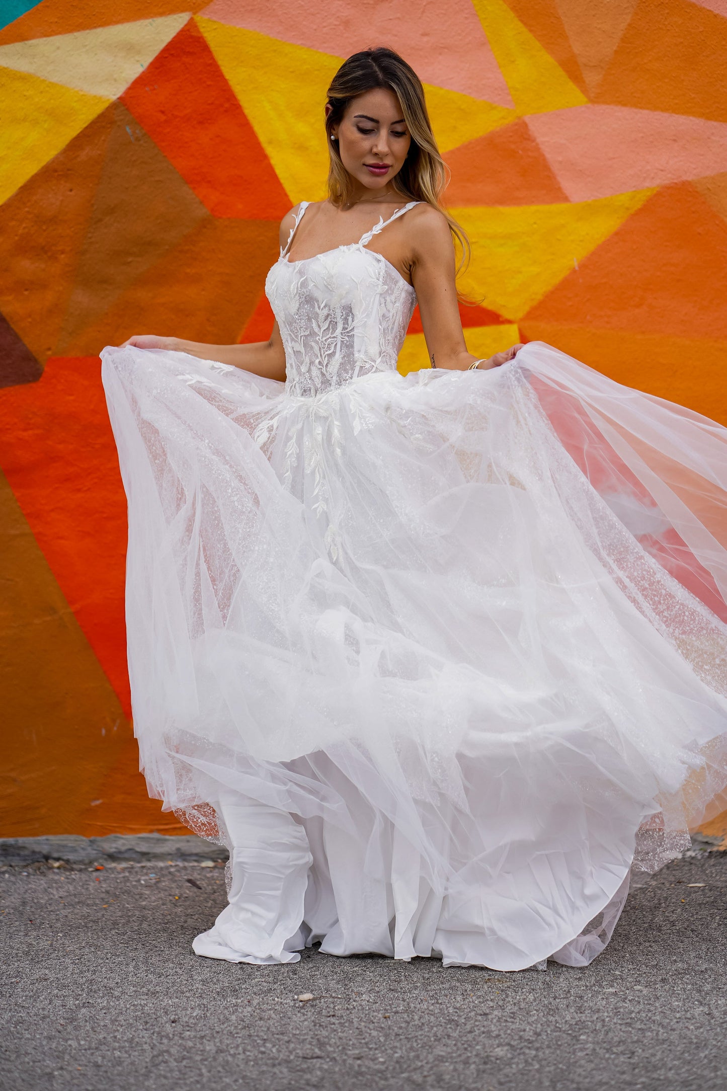 Sheer Bodice Lace Bridal Ballgown