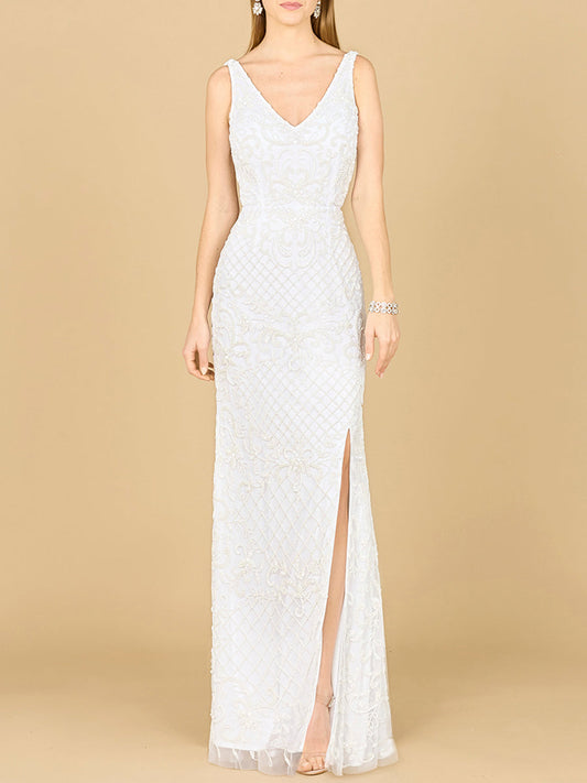 Beaded Bridal Gown with Lace Up Back