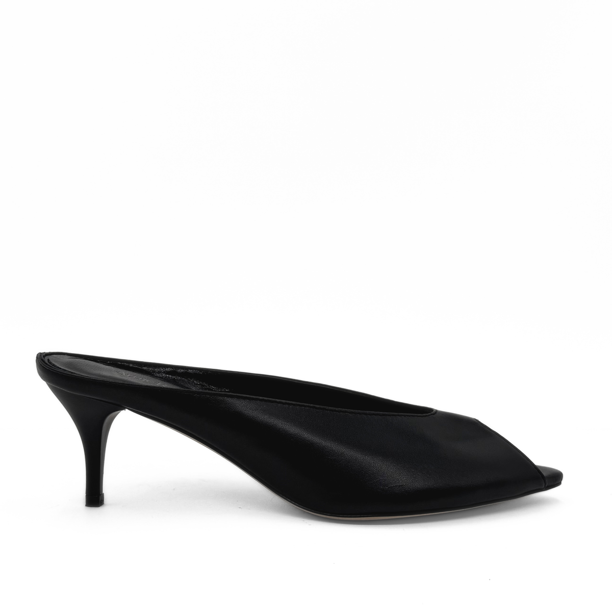 Audrey II Peeptoe Leather Mule - Black