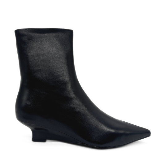 Jody Leather Wedge Boots - Black
