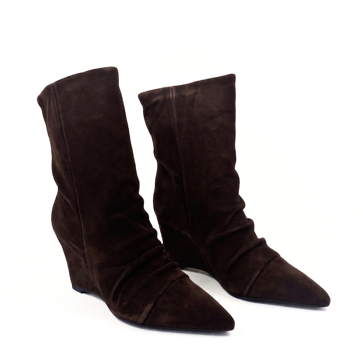 Jill Slouch Wedge Boots - Brown