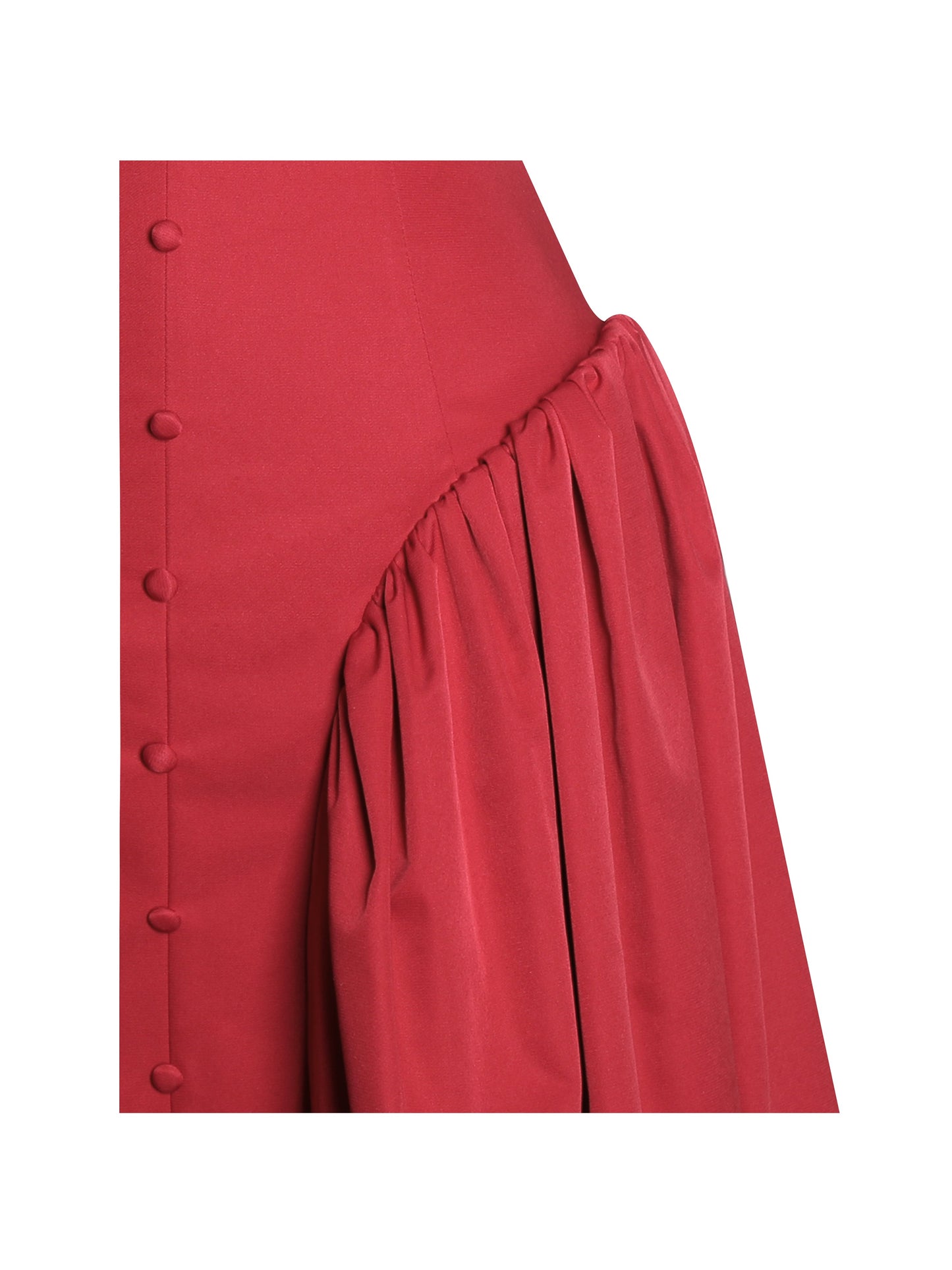 Nahla Red Drop Waist Midi Dress with Buttons