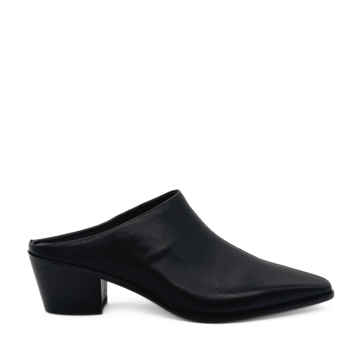 Carla Leather Western Mules - Black