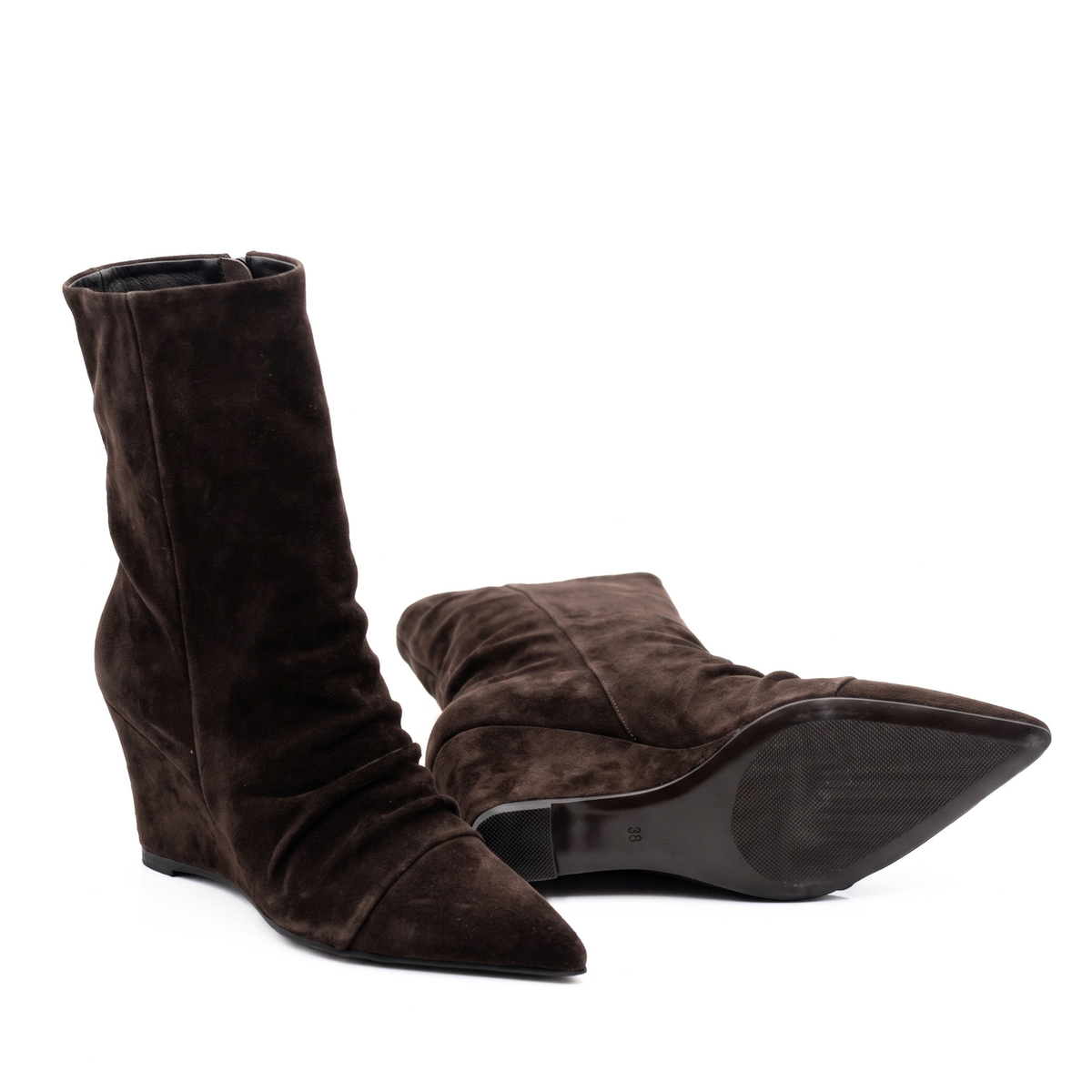 Jill Slouch Wedge Boots - Brown